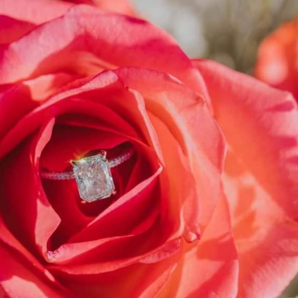 3.06 carat radiant cut with hidden halo total diamonds 106 (3.36 carat total)
